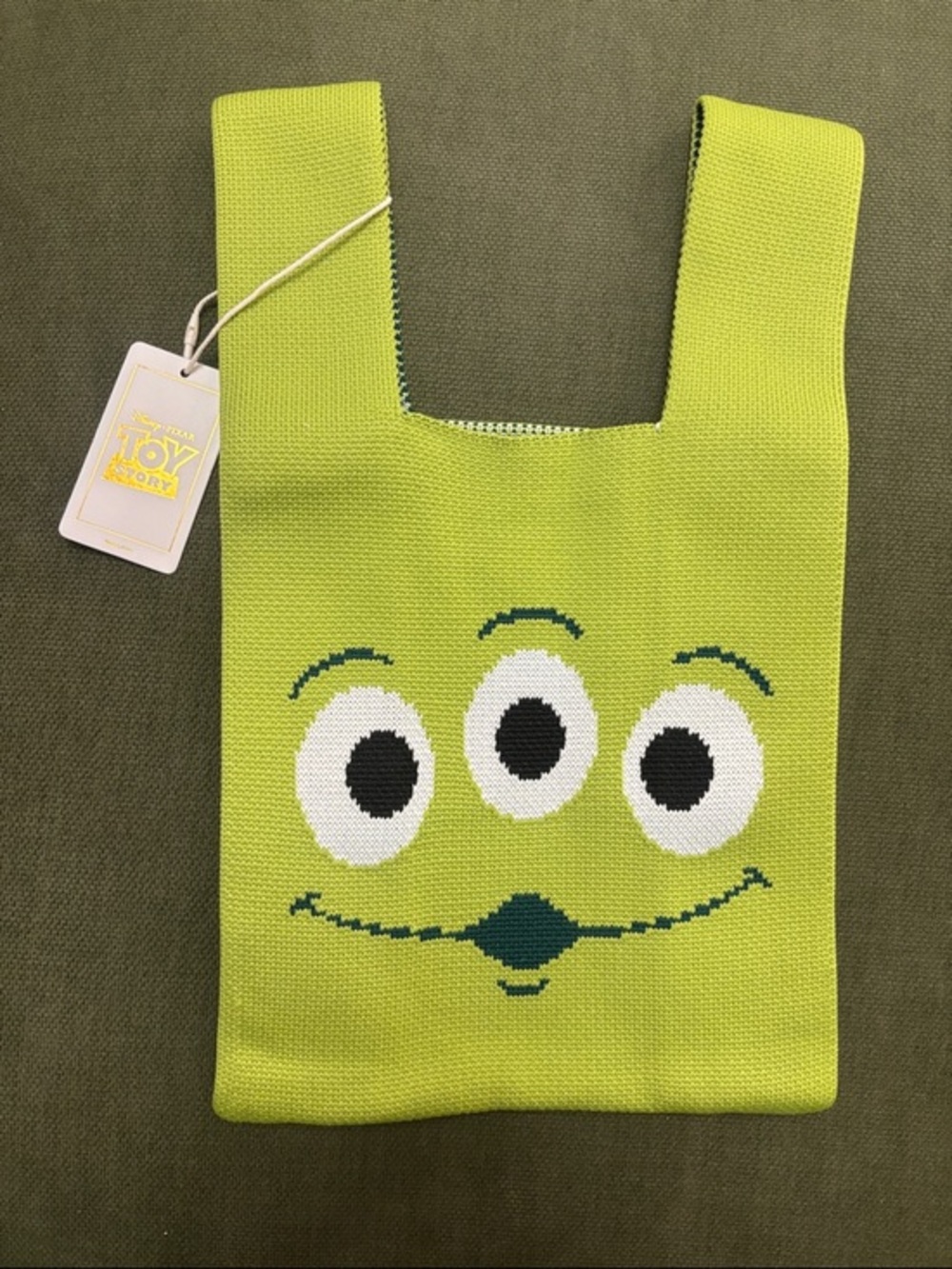 Disney Lime Green Three-Eyed Alien Knit Tote Bag Toy Story